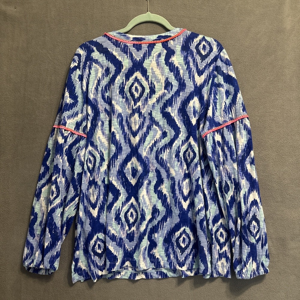 Lilly Pulitzer Kalissa Knit Tunic Top Size XL Blue Skipped a Beach Resort Preppy - Picture 5 of 10